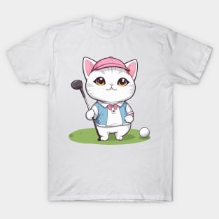 Cute Kitty Playing Golf T-Shirt